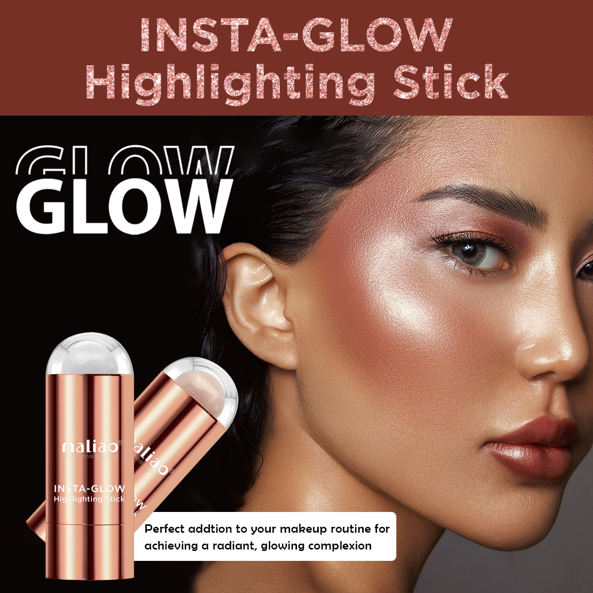 Maliao, DewySkin, LuminousComplexion, HighlighterStick, RadiantGlow, MakeupEssentials, HighlightingStick, InstaGlow,